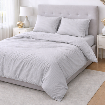 Комплект постільної білизни Delight Двоспальний 175х210 см Luxury Grey Страйп-сатин Stripe_satin_grey_2 фото