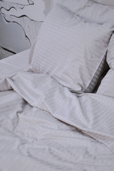 Комплект постільної білизни Delight Двоспальний 175х210 см Luxury Grey Страйп-сатин Stripe_satin_grey_2 фото
