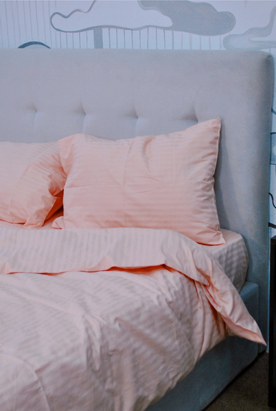 Комплект постільної білизни Delight Двоспальний 175х210 см Luxury Lotus Страйп-сатин Stripe_satin_Lotus фото