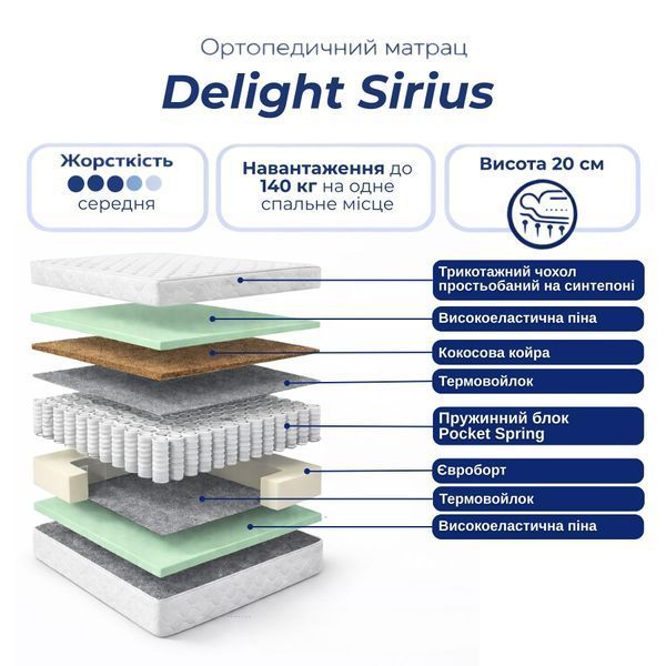 Матрац Delight Sirius 80x190 1789246427 фото