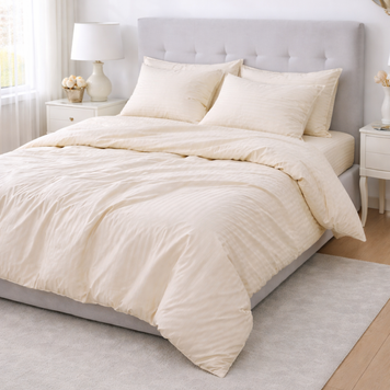 Комплект постільної білизни Delight Двоспальний 175х210 см Luxury Gold Страйп-сатин Stripe_satin_Gold фото