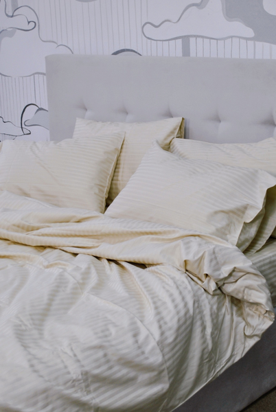 Комплект постільної білизни Delight Двоспальний 175х210 см Luxury Gold Страйп-сатин Stripe_satin_Gold фото
