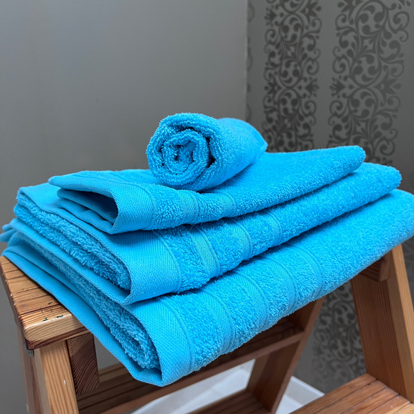 Набір махрових рушників Delight 3 шт Блакитних Towel_blue_50x30 фото