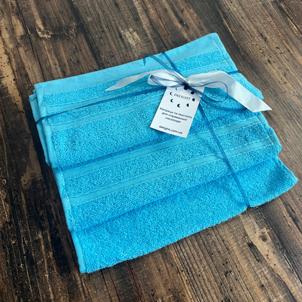 Набір махрових рушників Delight 3 шт Блакитних Towel_blue_50x30 фото
